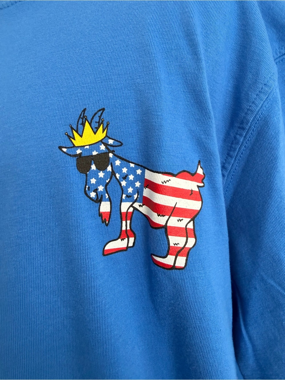 Goat USA Kids Blue Graphic Flag Goat Short Sleeve Tee